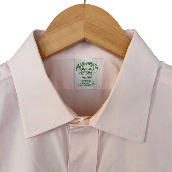 Brooks Brothers Milano Pink Long Sleeve Button Down Sz 16.5 - Picture 3 of 5